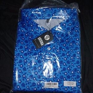 New Blue Hibiscus Golf Shirt